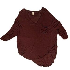 We the Free People Golden Gate Ribbed Knit Tee in Burgundy Sz Med